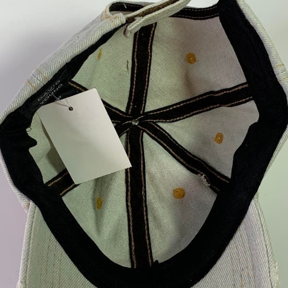 Distressed Denim Ball Cap Embroidered Rose Adjustable Hat - Picture 6 of 7